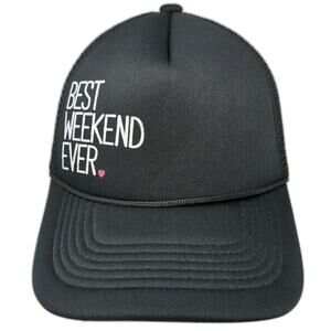 Tiny Trucker Co Trucker Hat Black OSFM Best Weekend Ever Slogan Snapback Rope